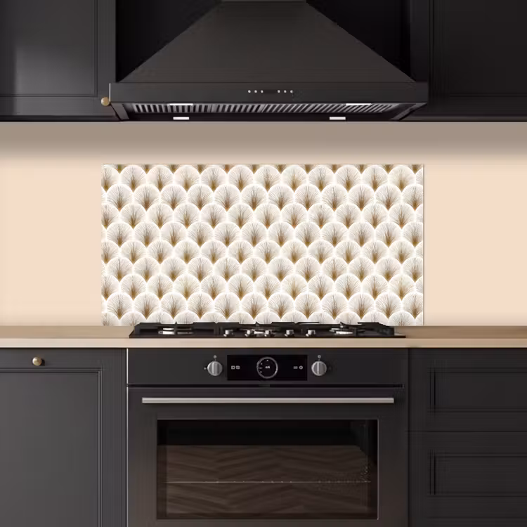 Waaiers - Art Deco - Elegant - Goud - Wit keuken achterwand spatscherm middel 899 -sfeer1