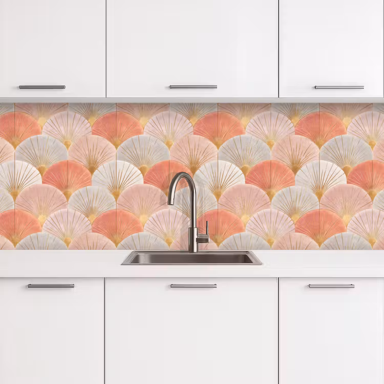 Waaiers - Goud - Roze keuken achterwand 2 groot 857 -3d