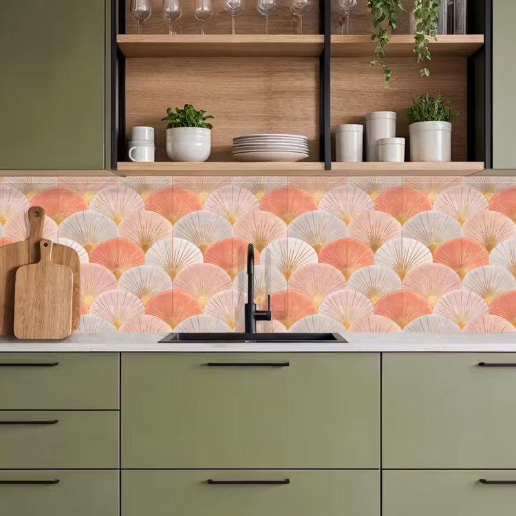 Waaiers - Goud - Roze keuken achterwand 2 groot 857 -sfeer3
