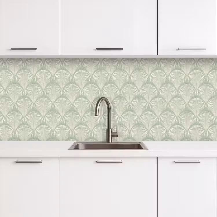 Waaiers - Patroon - Groen keuken achterwand 2 groot 857 -3d