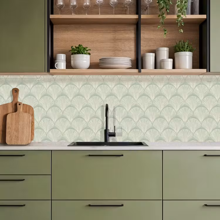Waaiers - Patroon - Groen keuken achterwand 2 groot 857 -sfeer3
