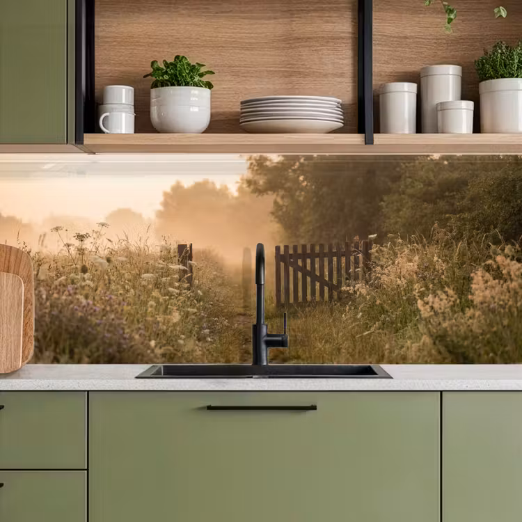 Hek - Natuur - Mist - Veld keuken achterwand 2 middel -sfeer3