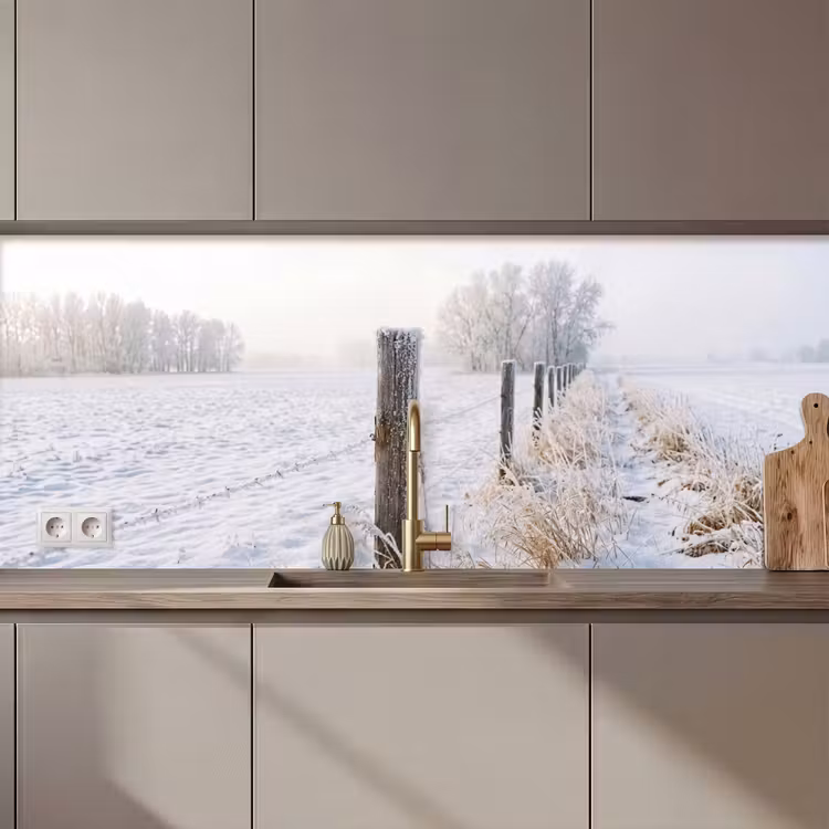 Hek - Sneeuw - Mist - Platteland - Nostalgisch keuken achterwand 2 middel zz_3dshopping