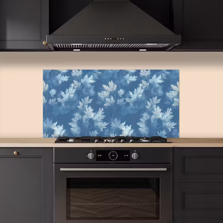 Varen - Botanisch - Patroon - Grijsblauw keuken achterwand spatscherm middel 899 -sfeer1
