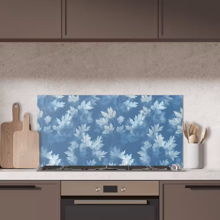 Varen - Botanisch - Patroon - Grijsblauw keuken achterwand spatscherm middel 899 -sfeer2