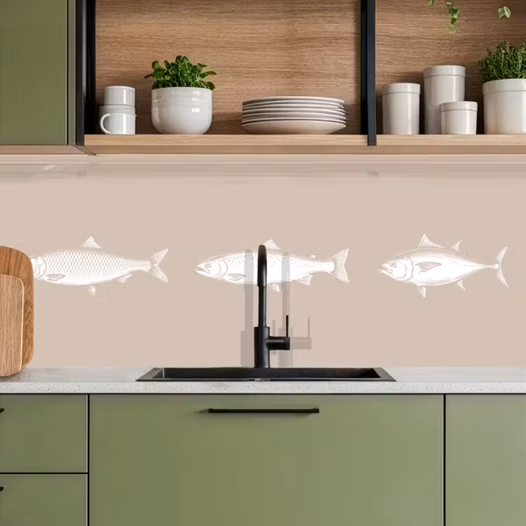 Vissen - Beige - Wit keuken achterwand 2 middel -sfeer3