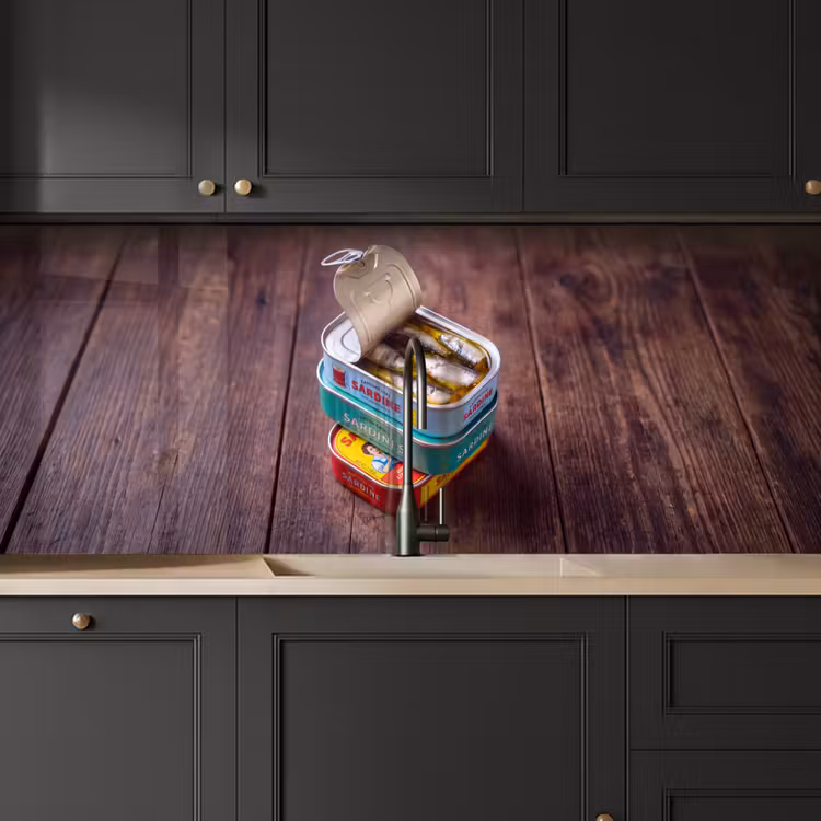 Kitchen Wall Splashback - Fish - Cans - Kitchen - Vis - Blikjes - Keuken keuken achterwand 2 middel