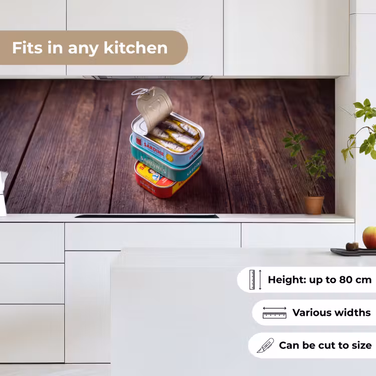 Kitchen Wall Splashback - Fish - Cans - Kitchen - Vis - Blikjes - Keuken keuken achterwand 2 middel