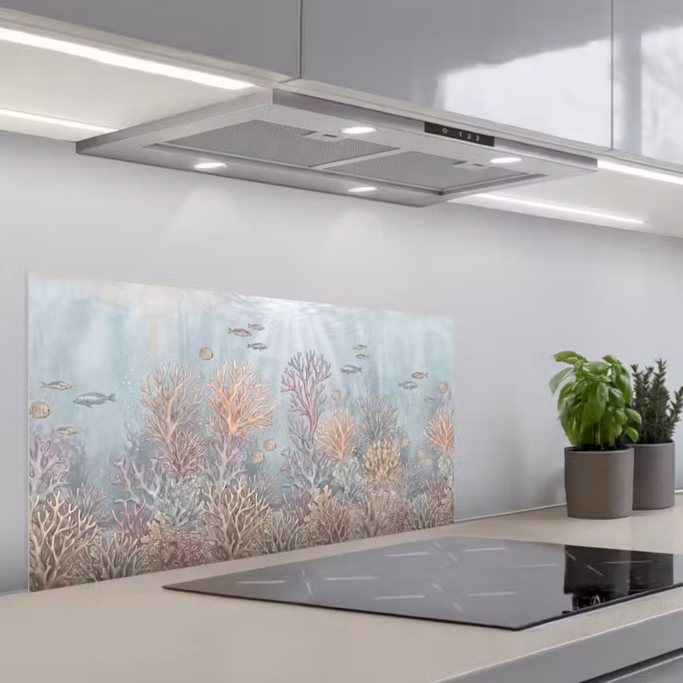 Vis - Koraal - Oceaan - Illustratie - Onderwater keuken achterwand spatscherm middel -3d_schuin