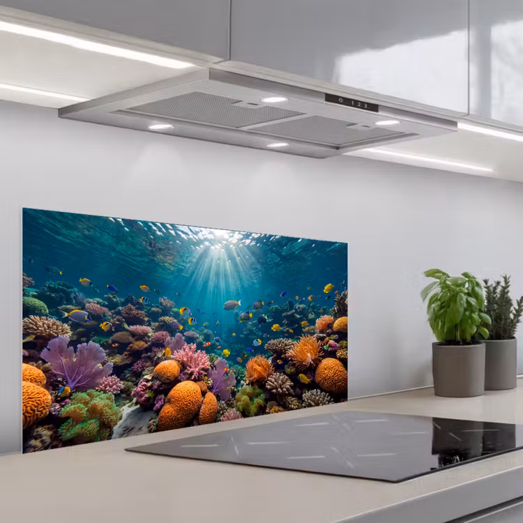Vis - Koraal - Oceaan - Natuur - Kleurrijk keuken achterwand spatscherm middel -3d_schuin