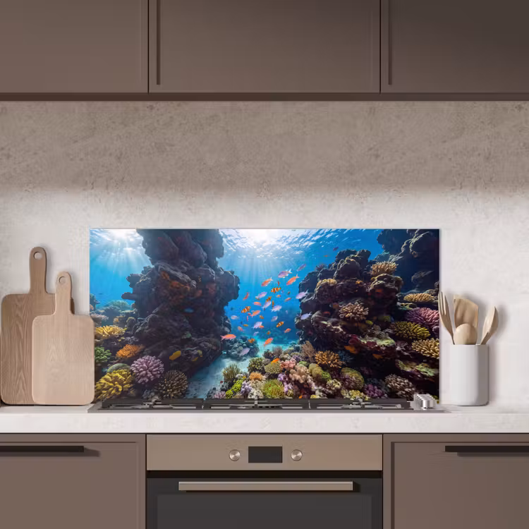 Vis - Koraalrif - Onderwater - Levendig - Blauw keuken achterwand spatscherm middel -sfeer2
