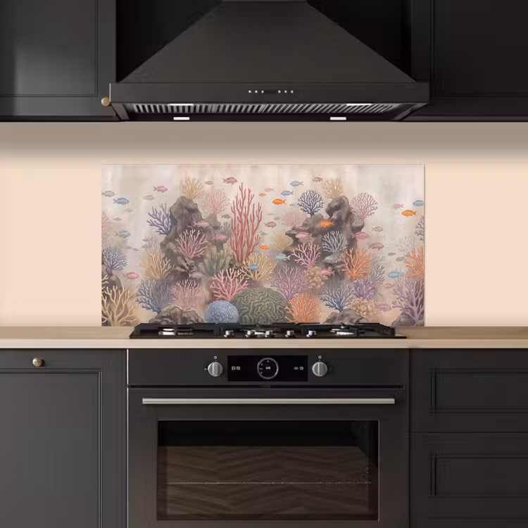 Vis - Koraalrif - Onderwaterwereld - Illustratie keuken achterwand spatscherm middel -sfeer1