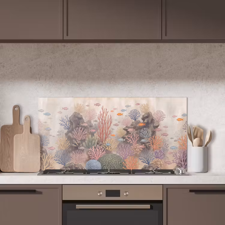 Vis - Koraalrif - Onderwaterwereld - Illustratie keuken achterwand spatscherm middel -sfeer2