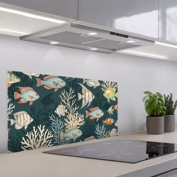 Vis - Koraal - Onderwater - Illustratie keuken achterwand spatscherm middel -3d_schuin