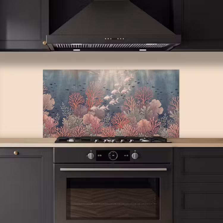 Vis - Koraal - Onderwater - Illustratie - Vintage keuken achterwand spatscherm middel -sfeer1