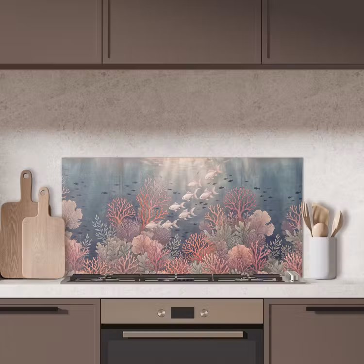 Vis - Koraal - Onderwater - Illustratie - Vintage keuken achterwand spatscherm middel -sfeer2