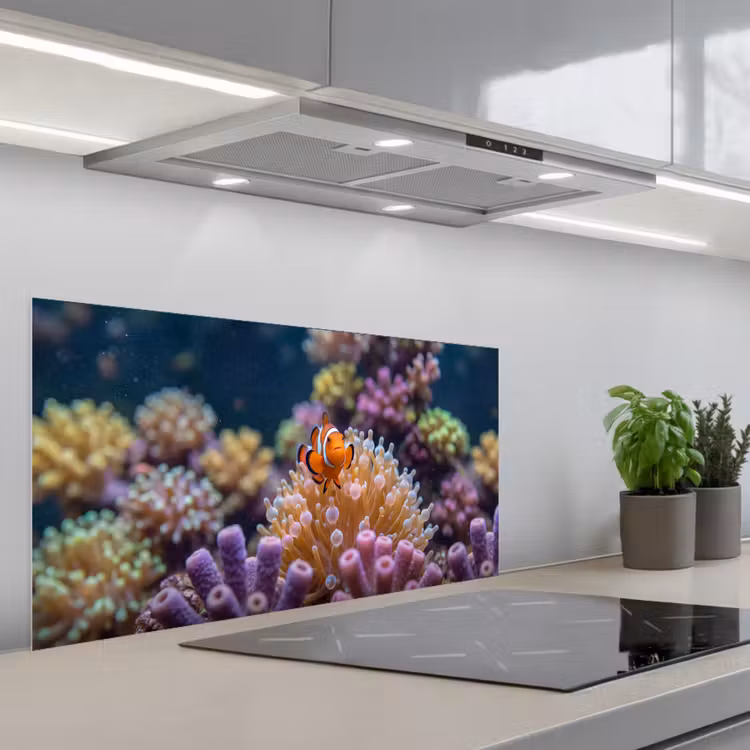 Vis - Koraal - Onderwater - Oranje - Dieren keuken achterwand spatscherm middel -3d_schuin