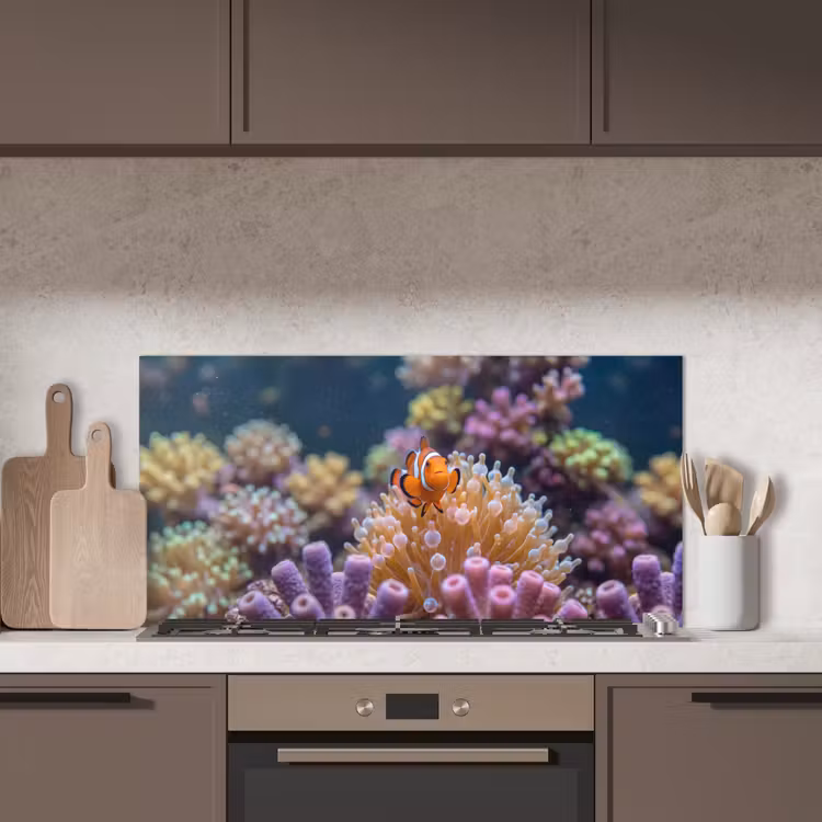 Vis - Koraal - Onderwater - Oranje - Dieren keuken achterwand spatscherm middel -sfeer2