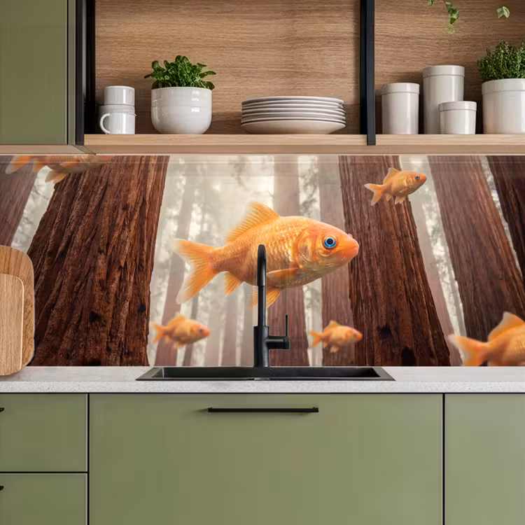 Kitchen Wall Splashback - Fish - Forest - Fantasy - Vis - Bos - Fantasie keuken achterwand 2 middel