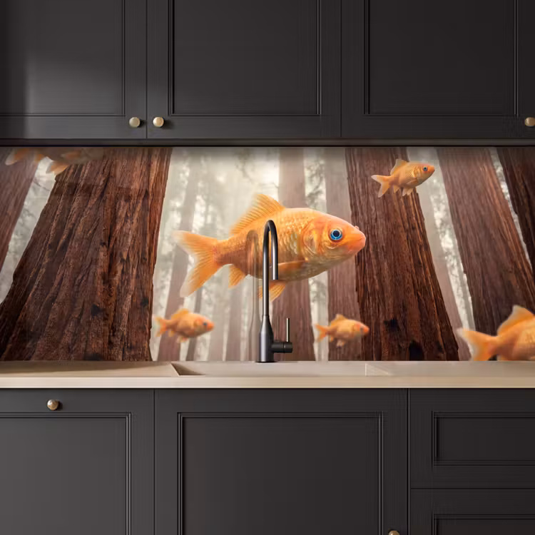 Kitchen Wall Splashback - Fish - Forest - Fantasy - Vis - Bos - Fantasie keuken achterwand 2 middel