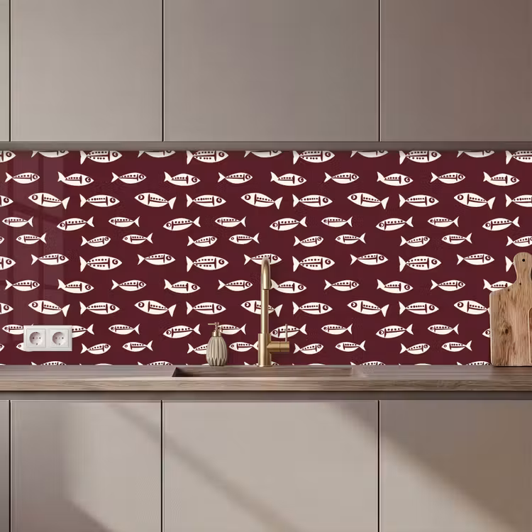 Vissen - Grafisch - Patroon - Donker keuken achterwand 2 middel 871 zz_3dshopping