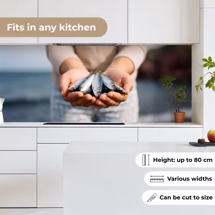 Kitchen Wall Splashback - Fish - Hands - Nature - Vis - Handen - Natuur keuken achterwand 2 middel