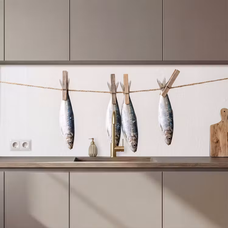 Kitchen Wall Splashback - Fish - Hanging - Food - Vis - Hangend - Eten keuken achterwand 2 middel zz_3dshopping