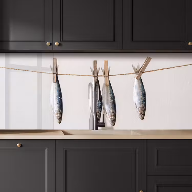 Kitchen Wall Splashback - Fish - Hanging - Food - Vis - Hangend - Eten keuken achterwand 2 middel