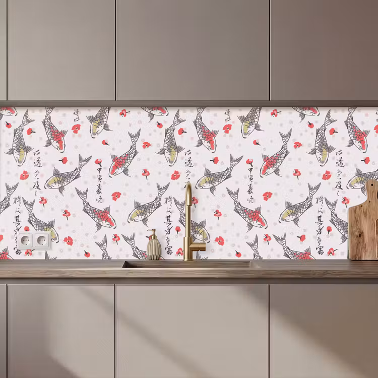 Vis - Koi - Bloemen - Patronen keuken achterwand 2 middel 871 zz_3dshopping