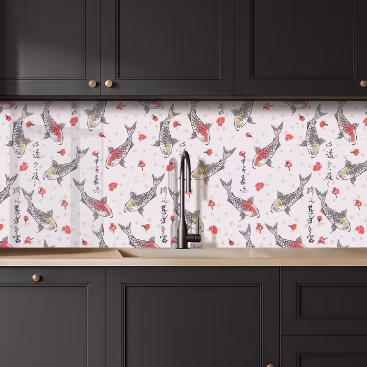 Vis - Koi - Bloemen - Patronen keuken achterwand 2 middel 871 -sfeer1