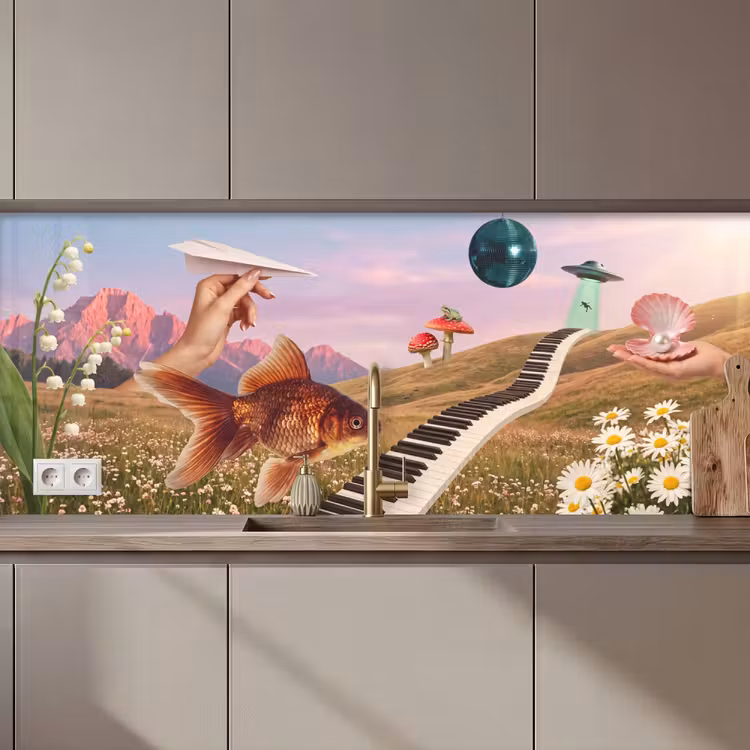 Kitchen Wall Splashback - Fish - Nature - Abstract - Vis - Natuur - Abstract keuken achterwand 2 middel zz_3dshopping