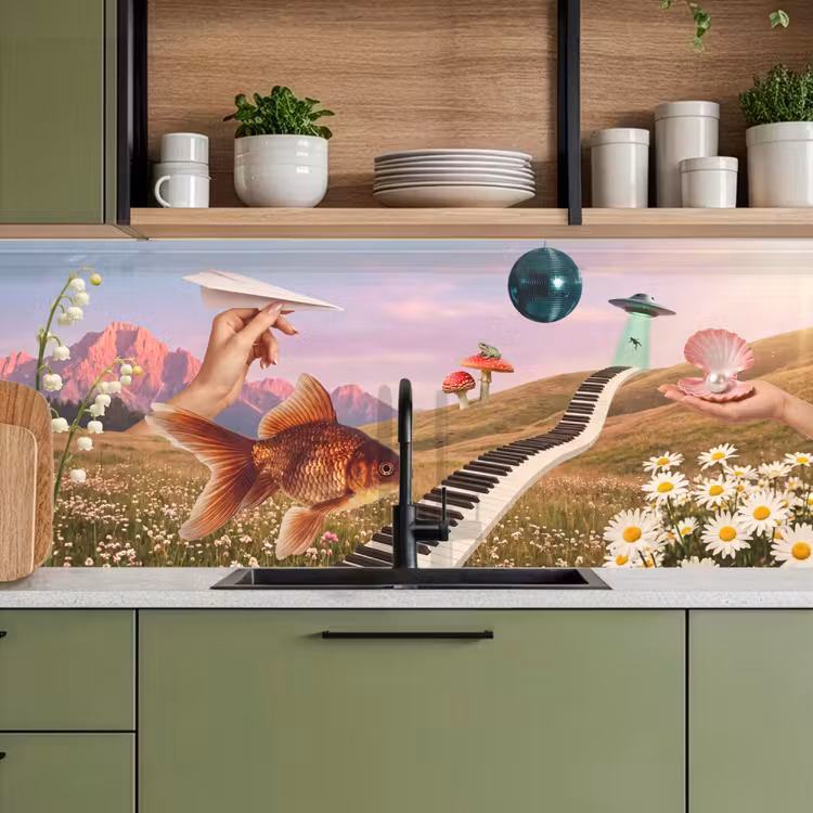 Kitchen Wall Splashback - Fish - Nature - Abstract - Vis - Natuur - Abstract keuken achterwand 2 middel