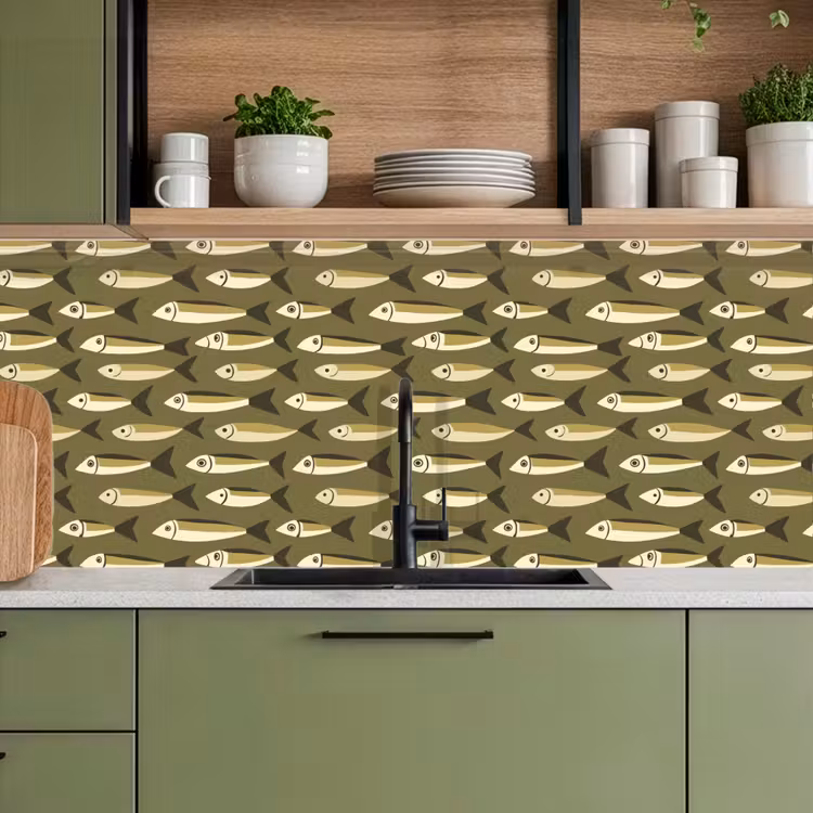 Vis - Patroon - Groen keuken achterwand 2 middel 871 -sfeer3