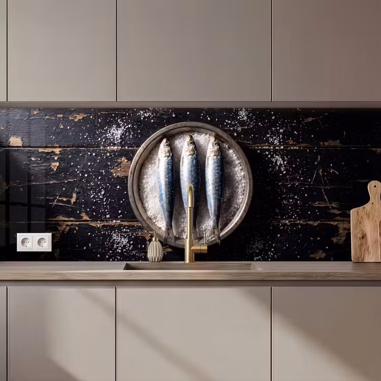 Kitchen Wall Splashback - Fish - Salt - Food - Vis - Zout - Eten keuken achterwand 2 middel zz_3dshopping