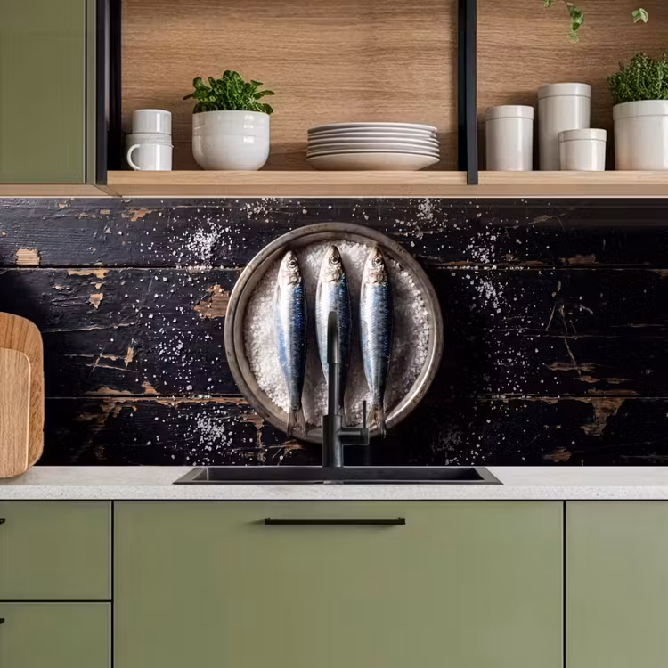 Kitchen Wall Splashback - Fish - Salt - Food - Vis - Zout - Eten keuken achterwand 2 middel