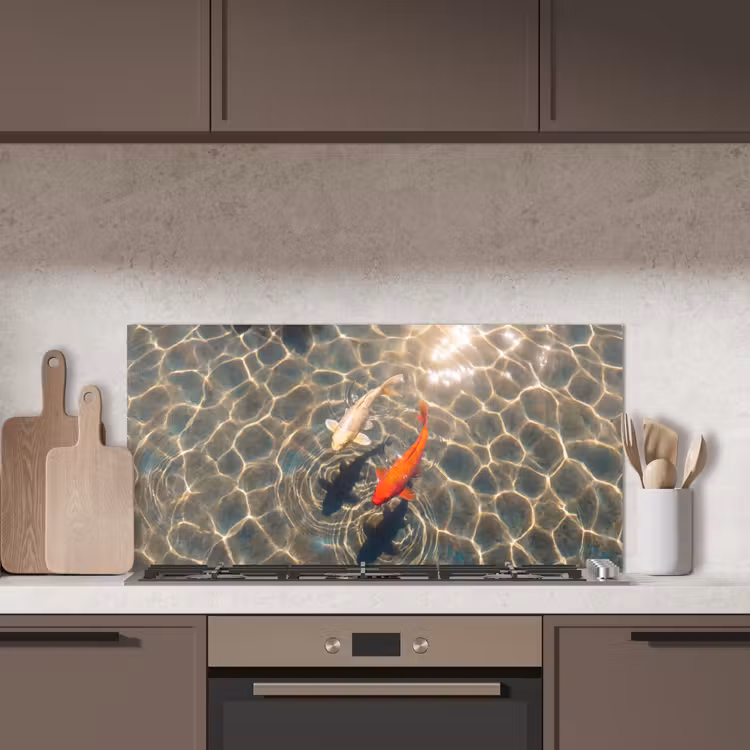 Vis - Water - Dieren - Oranje - Goud keuken achterwand spatscherm middel -sfeer2