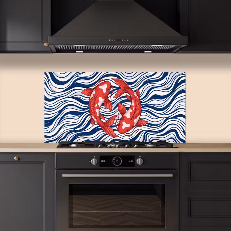 Vis - Water - Natuur - Illustratie - Rood keuken achterwand spatscherm middel -sfeer1