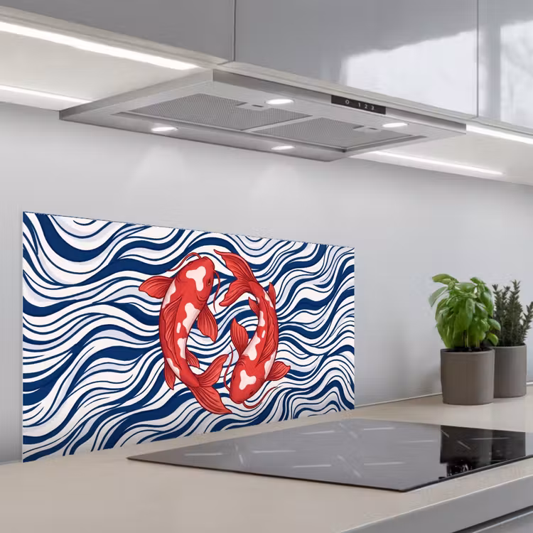 Vis - Water - Natuur - Illustratie - Rood keuken achterwand spatscherm middel -3d_schuin