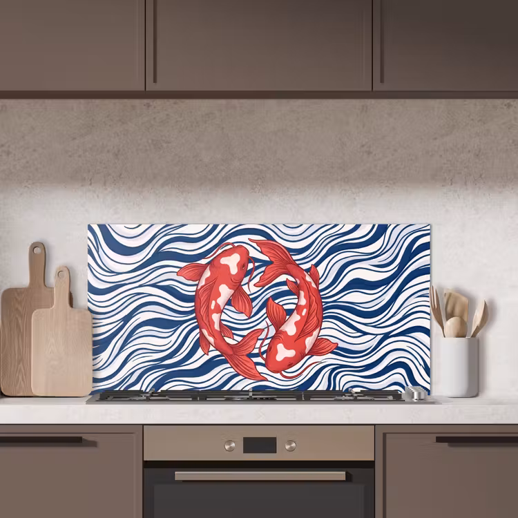 Vis - Water - Natuur - Illustratie - Rood keuken achterwand spatscherm middel -sfeer2