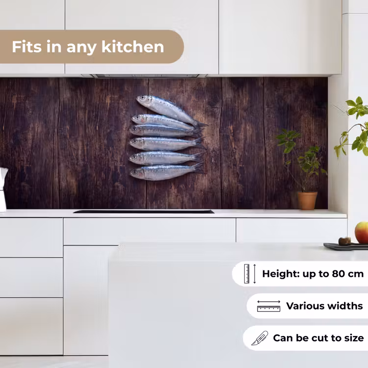Kitchen Wall Splashback - Fish - Wood - Food - Vis - Hout - Eten keuken achterwand 2 middel