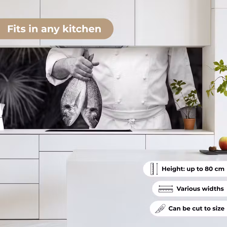 Vissen - Chef - Zwart - Wit keuken achterwand 2 middel -sfeer4_UK