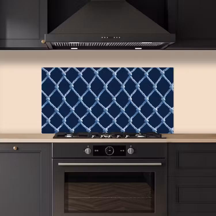 Visnet - Touw - Patroon - Marineblauw keuken achterwand spatscherm middel 899 -sfeer1