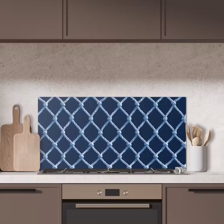 Visnet - Touw - Patroon - Marineblauw keuken achterwand spatscherm middel 899 -sfeer2