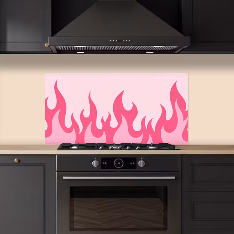 Vlammen - Patroon - Abstract - Modern - Roze keuken achterwand spatscherm middel -sfeer1