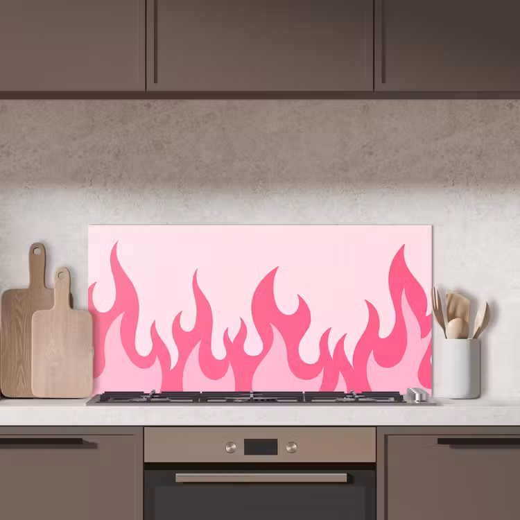Vlammen - Patroon - Abstract - Modern - Roze keuken achterwand spatscherm middel -sfeer2