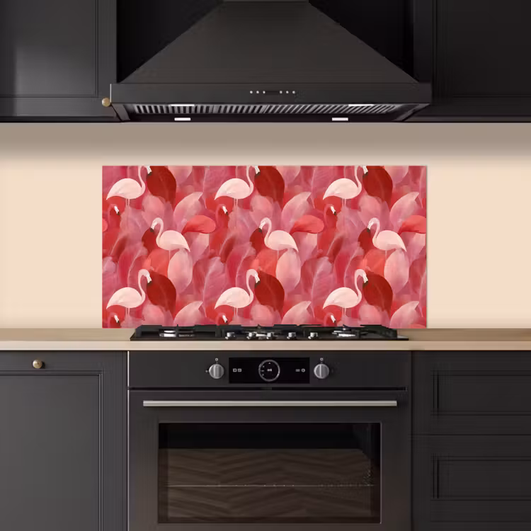 Flamingo - Botanisch - Elegant - Roze - Rood keuken achterwand spatscherm middel 899 -sfeer1