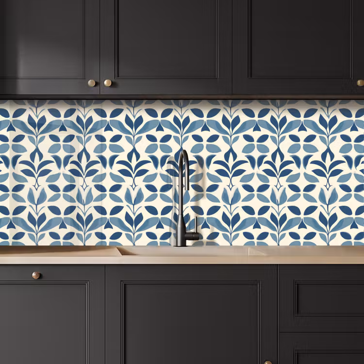 Flora - Modern - Blauw keuken achterwand 2 middel 871 -sfeer1