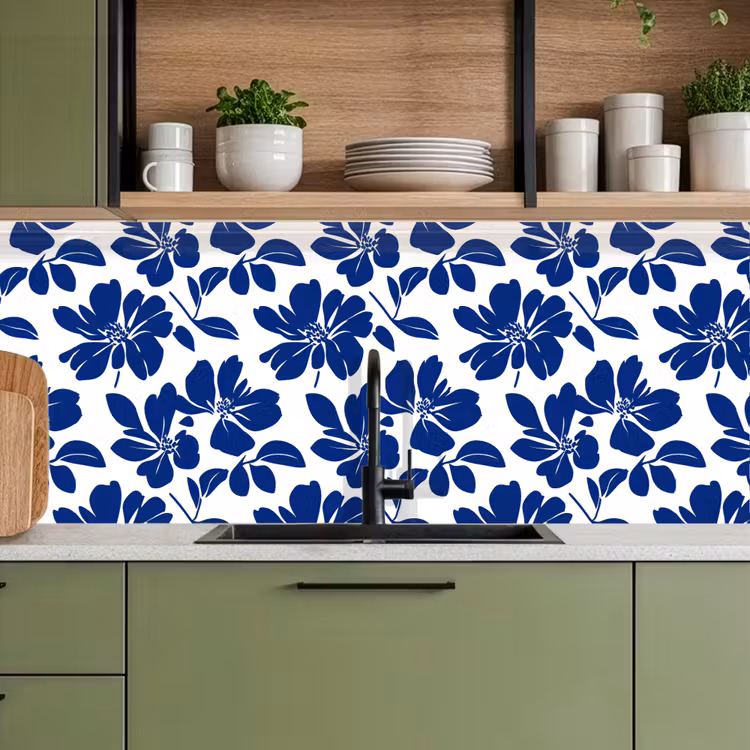 Floraal - Modern - Blauw keuken achterwand 2 middel 871 -sfeer3