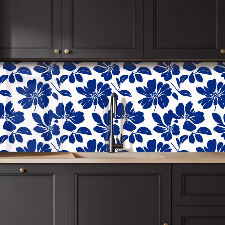 Floraal - Modern - Blauw keuken achterwand 2 middel 871 -sfeer1