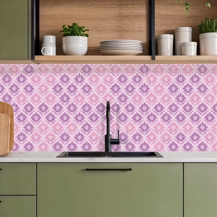 Bloemenruit - Patroon - Paars keuken achterwand 2 middel 871 -sfeer3